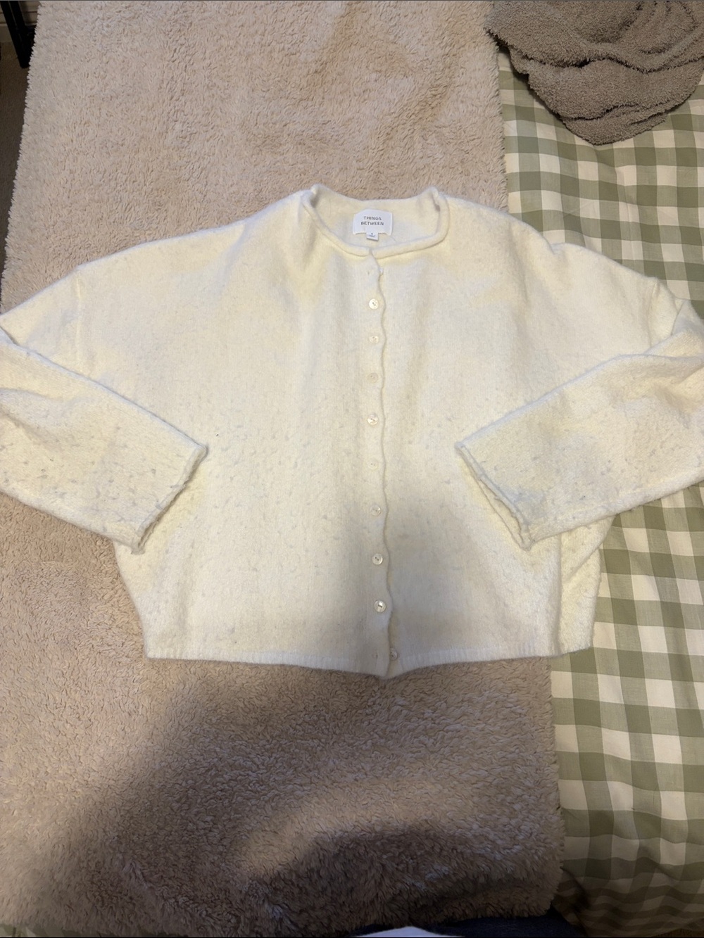 Fuzzy white cardigan